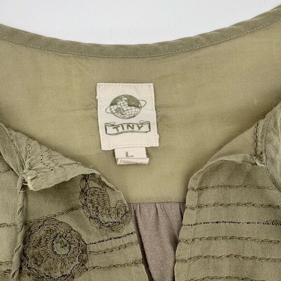 Anthropologie | TINY brand | Olive Green Embroidered Women's Top | size large - Picture 3 of 6